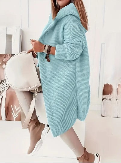 Women's Loose Fit Hooded Cardigan Long Sleeve