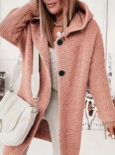 Women's Loose Fit Hooded Cardigan Long Sleeve