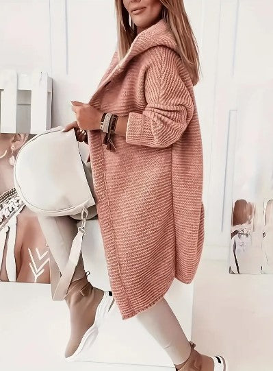 Women's Loose Fit Hooded Cardigan Long Sleeve