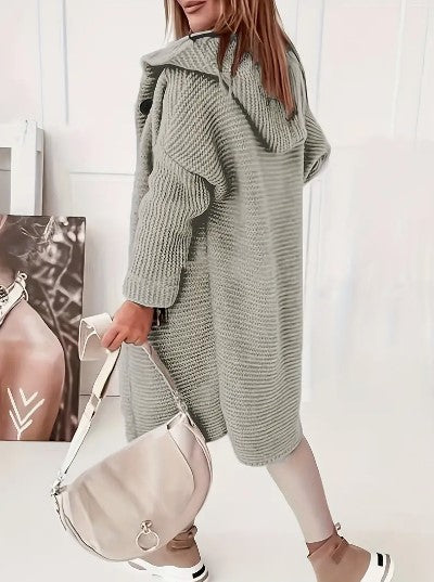 Women's Loose Fit Hooded Cardigan Long Sleeve