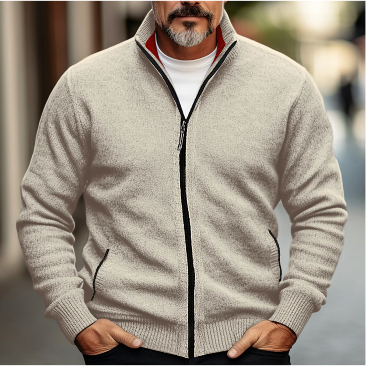 Men's Zip-Up Cardigan Soft Knit Sweater - Vonnera