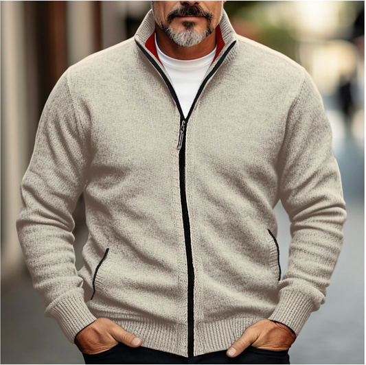 Men's Zip-Up Cardigan Soft Knit Sweater - Vonnera