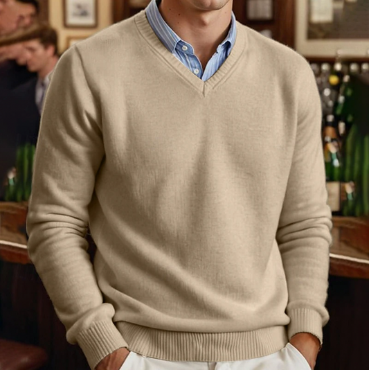 Men's V-Neck Sweater Solid Color - Vonnera