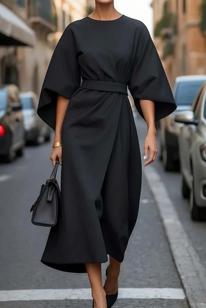 Women's Midi Dress Belted Waist - Vonnera
