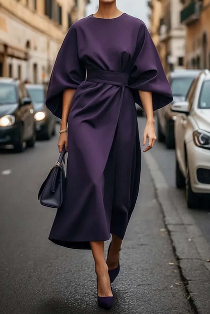 Women's Midi Dress Belted Waist