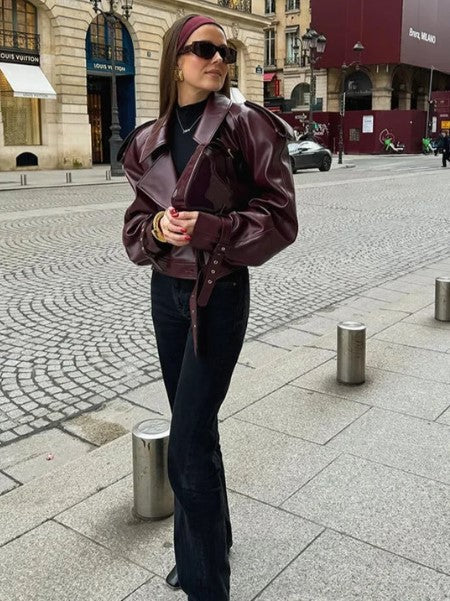 Women's Leather Jacket Short Fall Winter