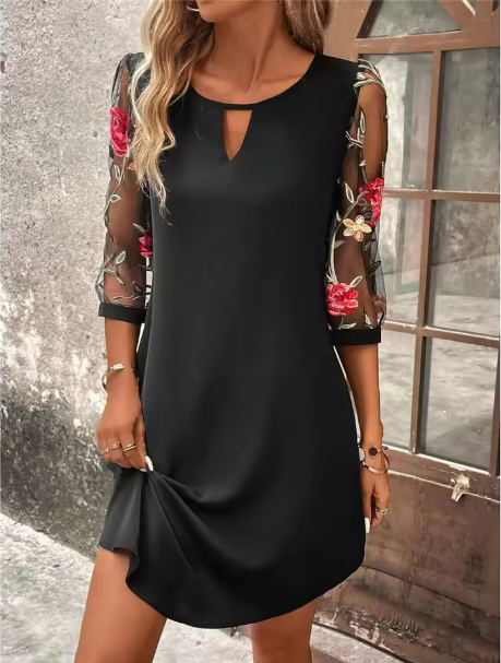 Women's Midi Dress Front Keyhole Detail - Vonnera