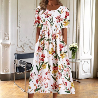 Women's Floral Ruby Red Dress - Vonnera