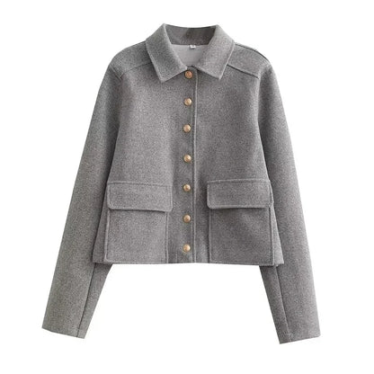 Women's Aviator Bomber Jacket Cotton Button Front Functional Pockets