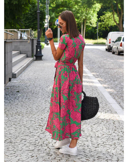 Women's Floral Maxi Dress V-Neckline