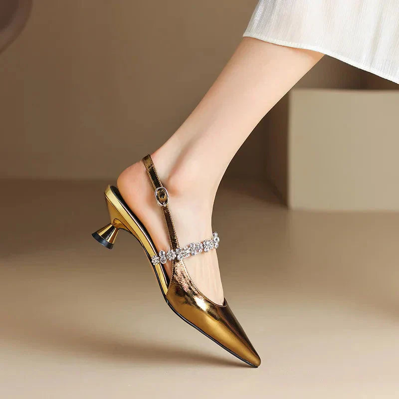 Seraphina Women's Pointed Toe Pumps Crystal Strap Heels