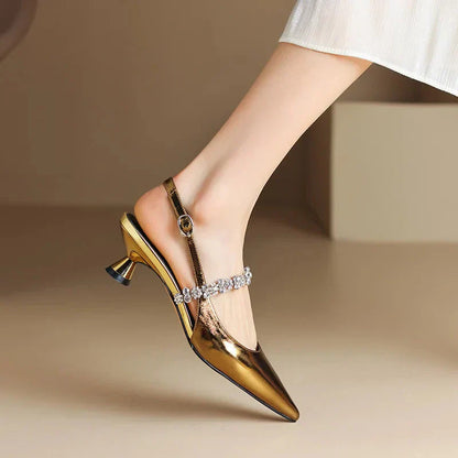 Seraphina Women's Pointed Toe Pumps Crystal Strap Heels