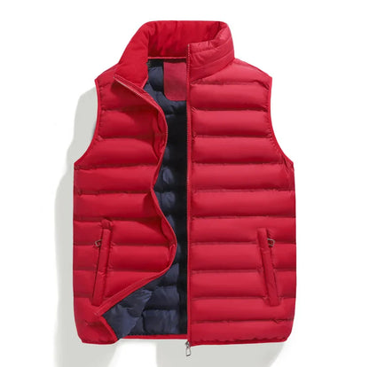 Men's Down Vest Sleeveless Zipper Windproof Solid Color