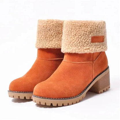Women's Mid-Calf Block Heel Boots Lug Sole