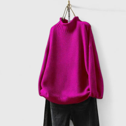 Women's Waffle Knit Sweater Mock Neck