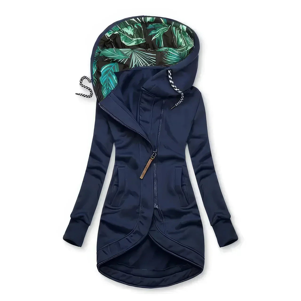 Women's Hooded Longline Zip-Up Jacket