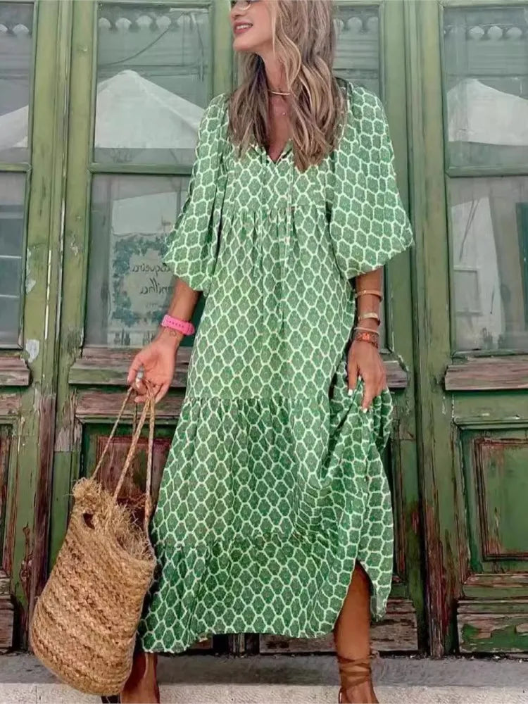 Women's Boho Floral Maxi Dress - Vonnera