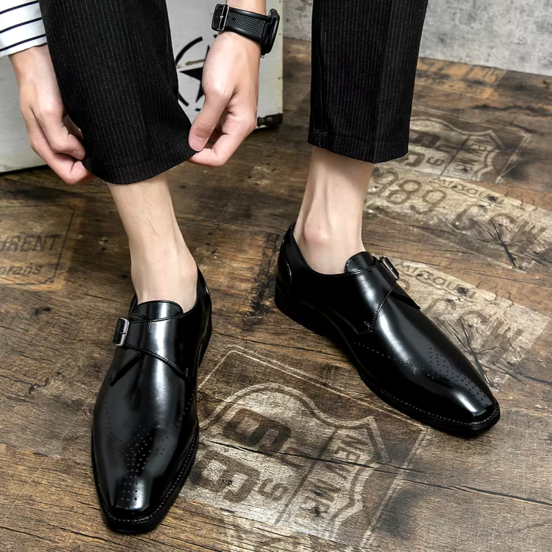 Men's Dress Shoes Single Strap Buckle Design