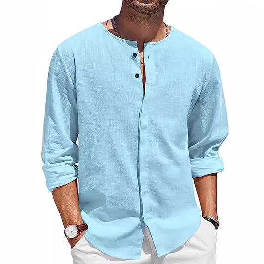 Mens Linen Henley Summer Shirt - Vonnera