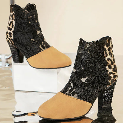 Women's Ankle Boots Patterned Block Heel