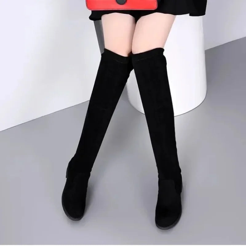 Women's Lace-Up Boots Black Chunky High Heel