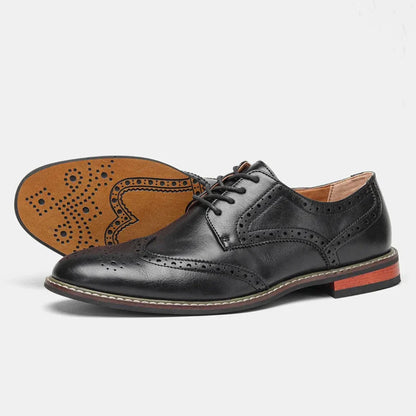 Men's Leather Oxford Shoes Wingtip Brogue Lace Up