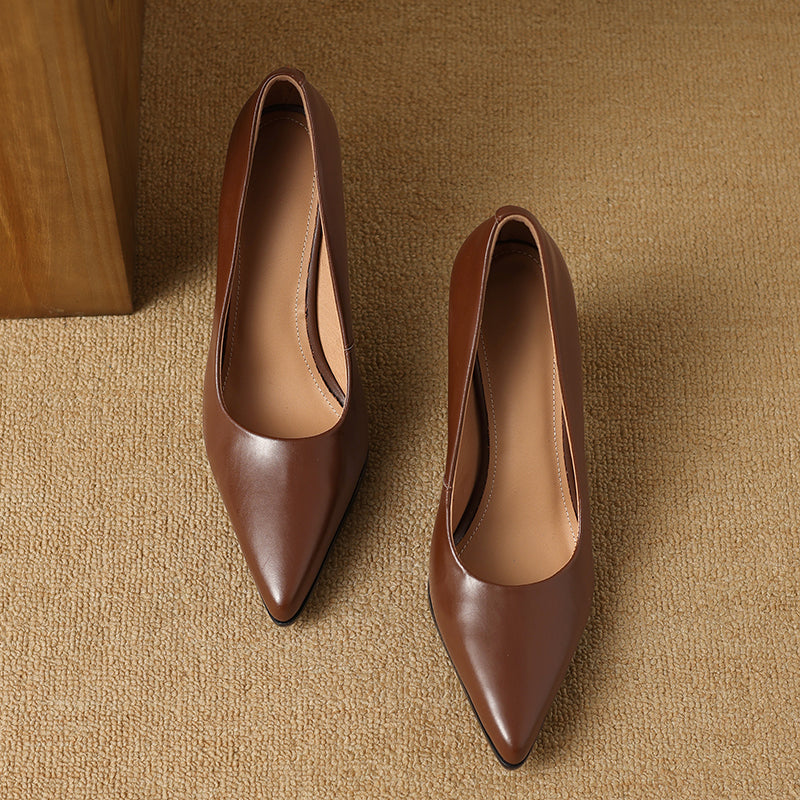 Women's Pointed Toe Pumps Block Heel Slip On Work Shoes