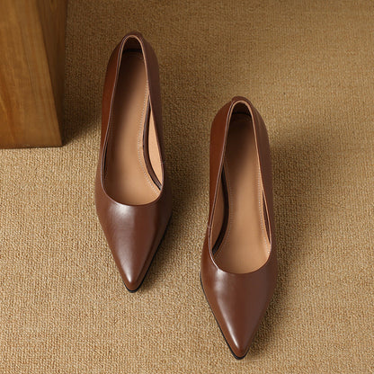 Women's Pointed Toe Pumps Block Heel Slip On Work Shoes