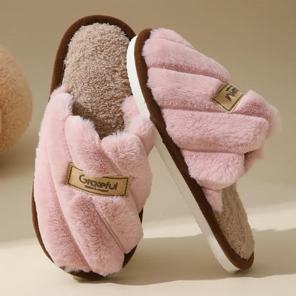 Women's Plush Slide Slippers Soft Cushioned Indoor Comfort