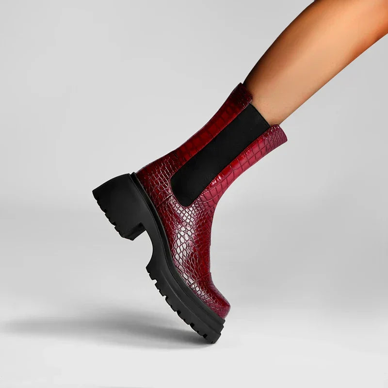 Women's Elastic Panel Boots Textured Upper - Vonnera