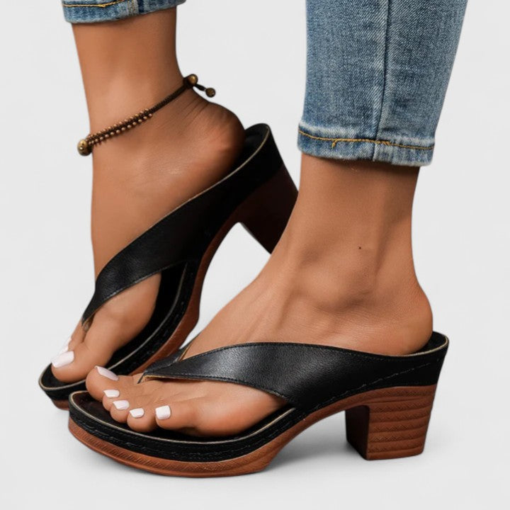 Women's Block Heel Thong Sandals Platform Sole - Vonnera