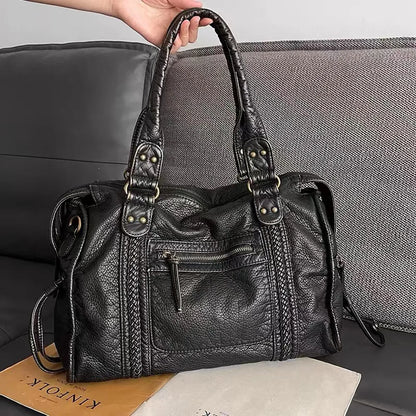 Rachel Women's Black Leather Handbag - Vonnera