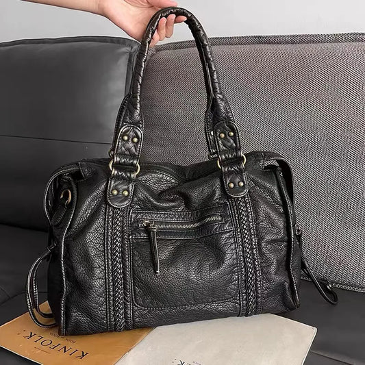 Rachel Women's Black Leather Handbag - Vonnera