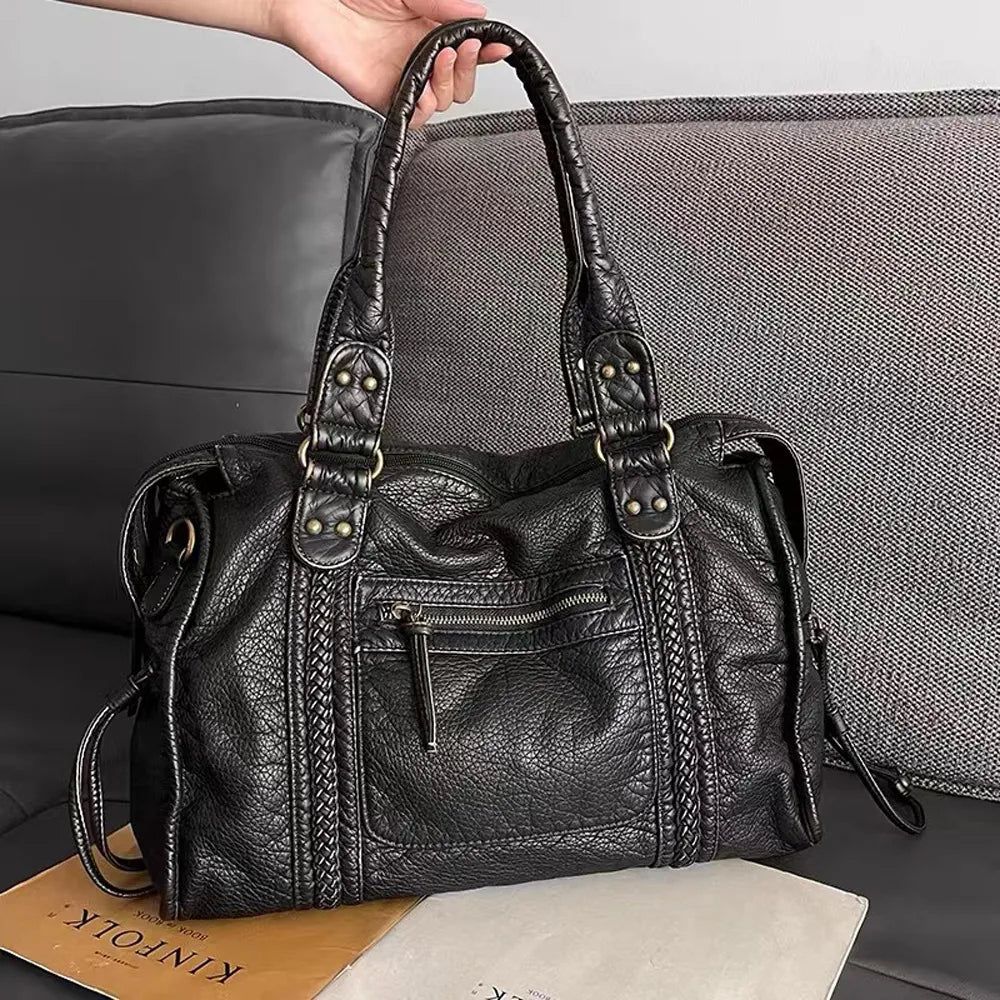 Women's Leather Tote Bag Classic Style - Vonnera