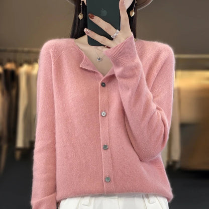Women's Crewneck Cardigan Button-Up Style