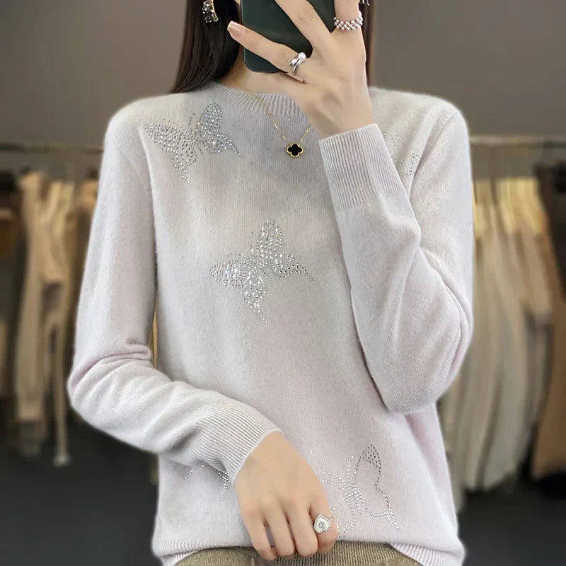 Women's Embellished Sweater Butterfly Detail