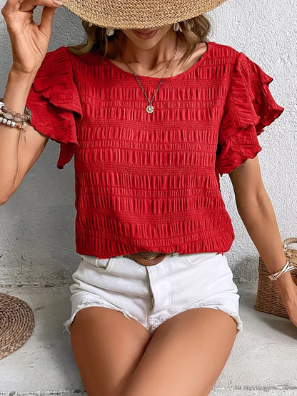 Women's Ruffle Blouse Lightweight White - Vonnera