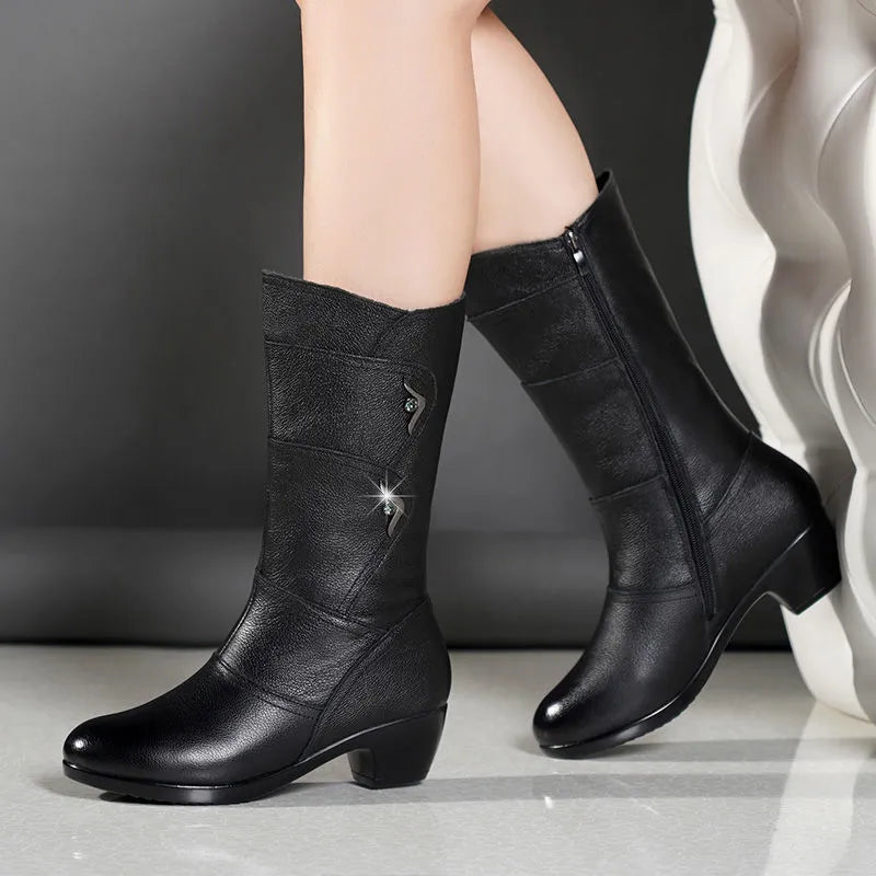 Women's Mid Calf Side Zip Boots