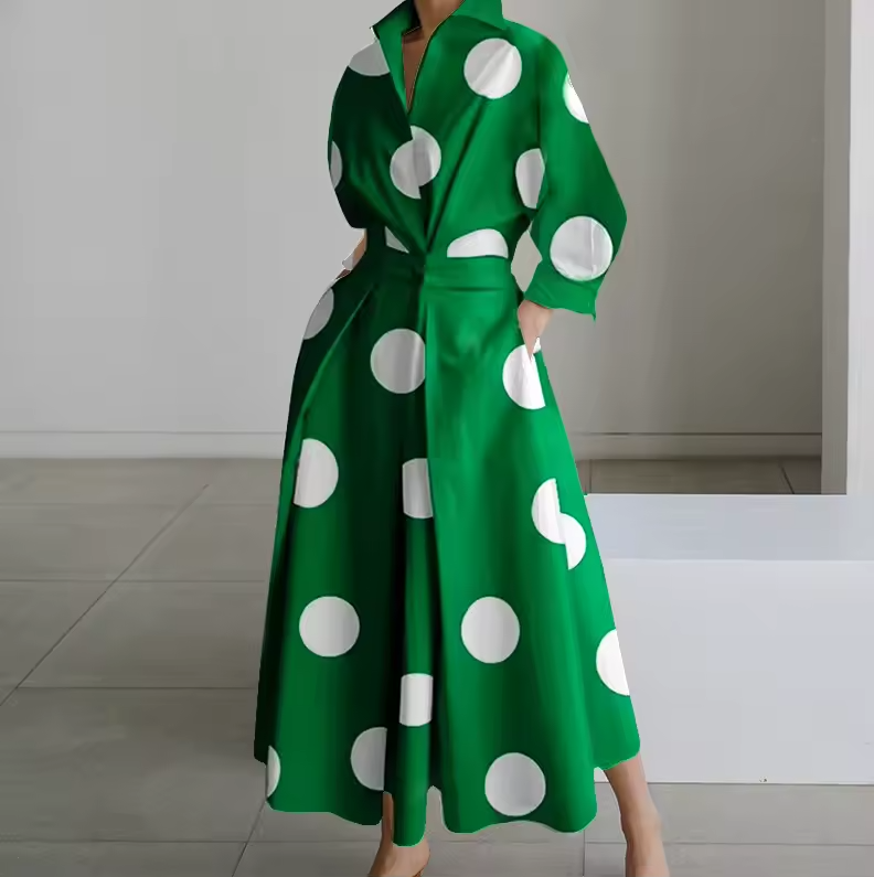 Elegant Button-Down Shirt Dress with Cinched Waist