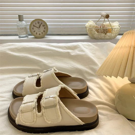 Solange | Women's Cushioned Slip-On Buckle Sandals
