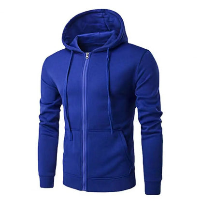 Men's Slim Fit Zip-Up Sport Hoodie Adjustable Drawstring Black