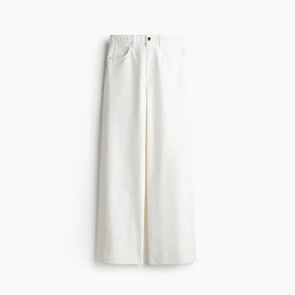 Women's Wide Leg Denim Trousers Loose Fit Low Waist Blue