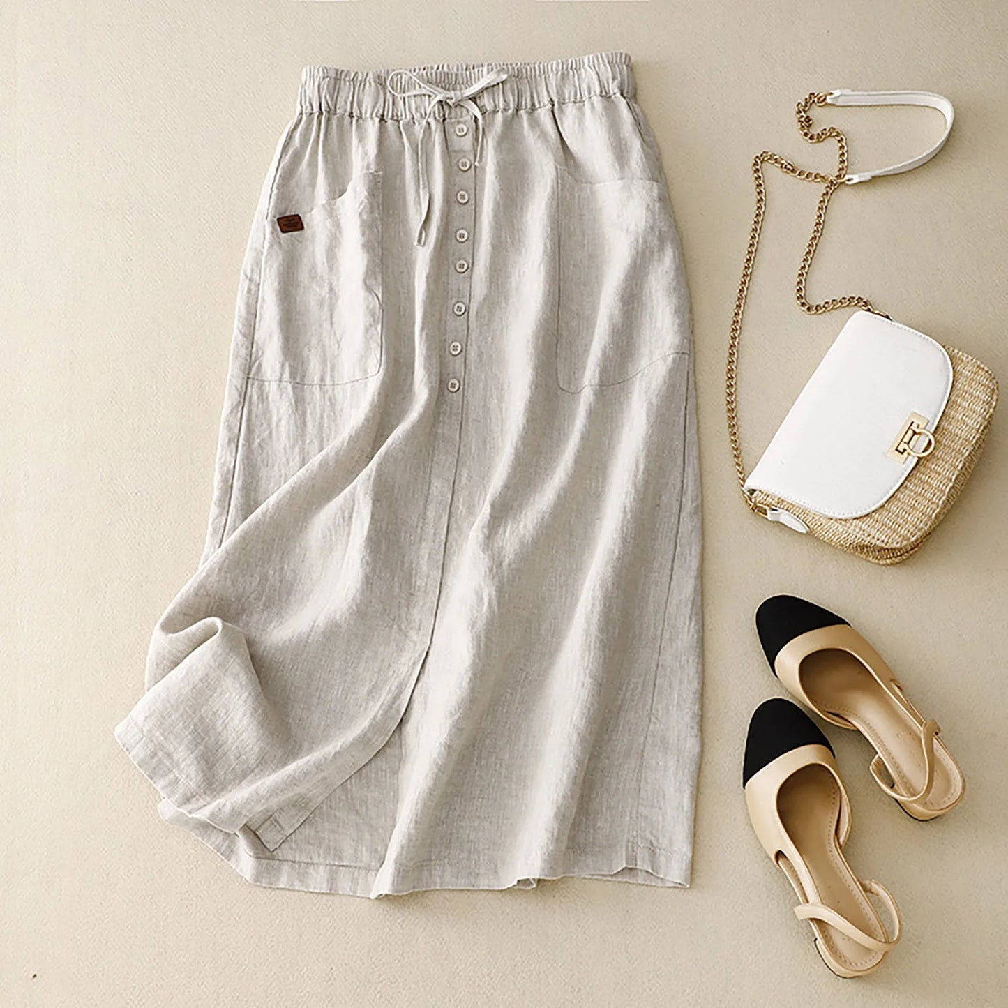 Women's A-Line Linen Skirt - Vonnera