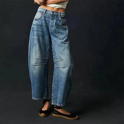 Mid-Rise Barrel Denim Jeans - Vonnera