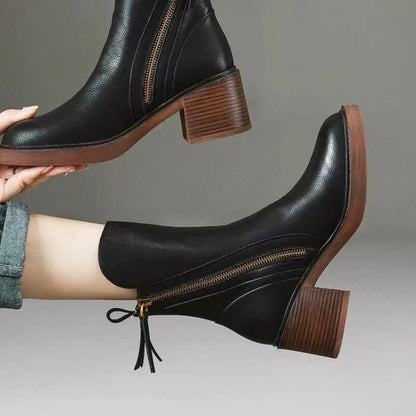 Women's Ankle Boots Zipper Block Heel