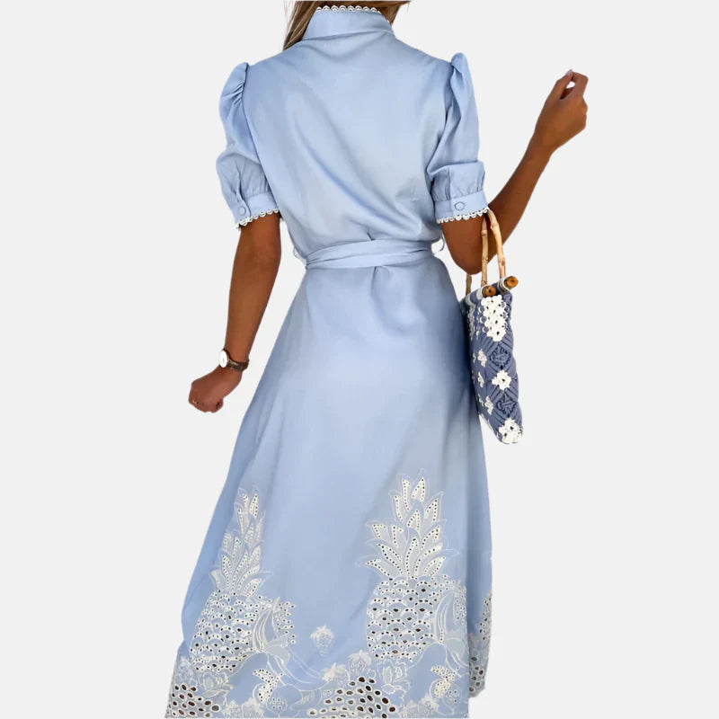 Women's Blue Embroidered Dress