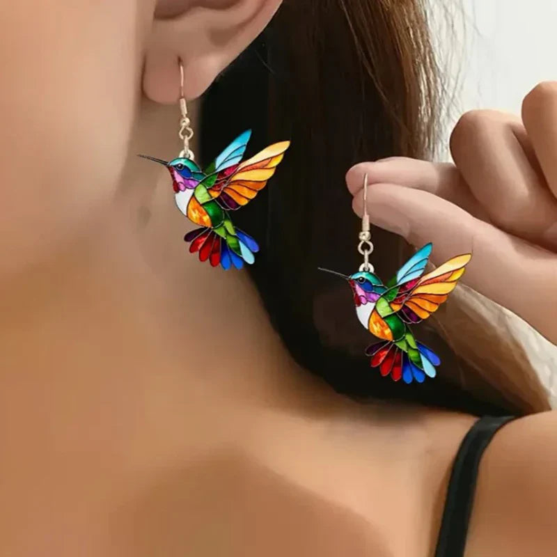 Hummingbird Prism Drop Earrings - Vonnera