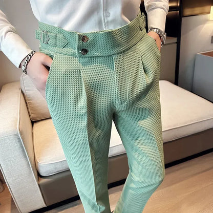 Men's Pleated Trousers Textured Front - Vonnera