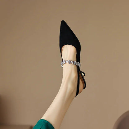 Seraphina Women's Pointed Toe Pumps Crystal Strap Heels