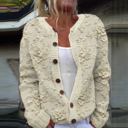 Women's Patterned Cardigan Knit Button Front